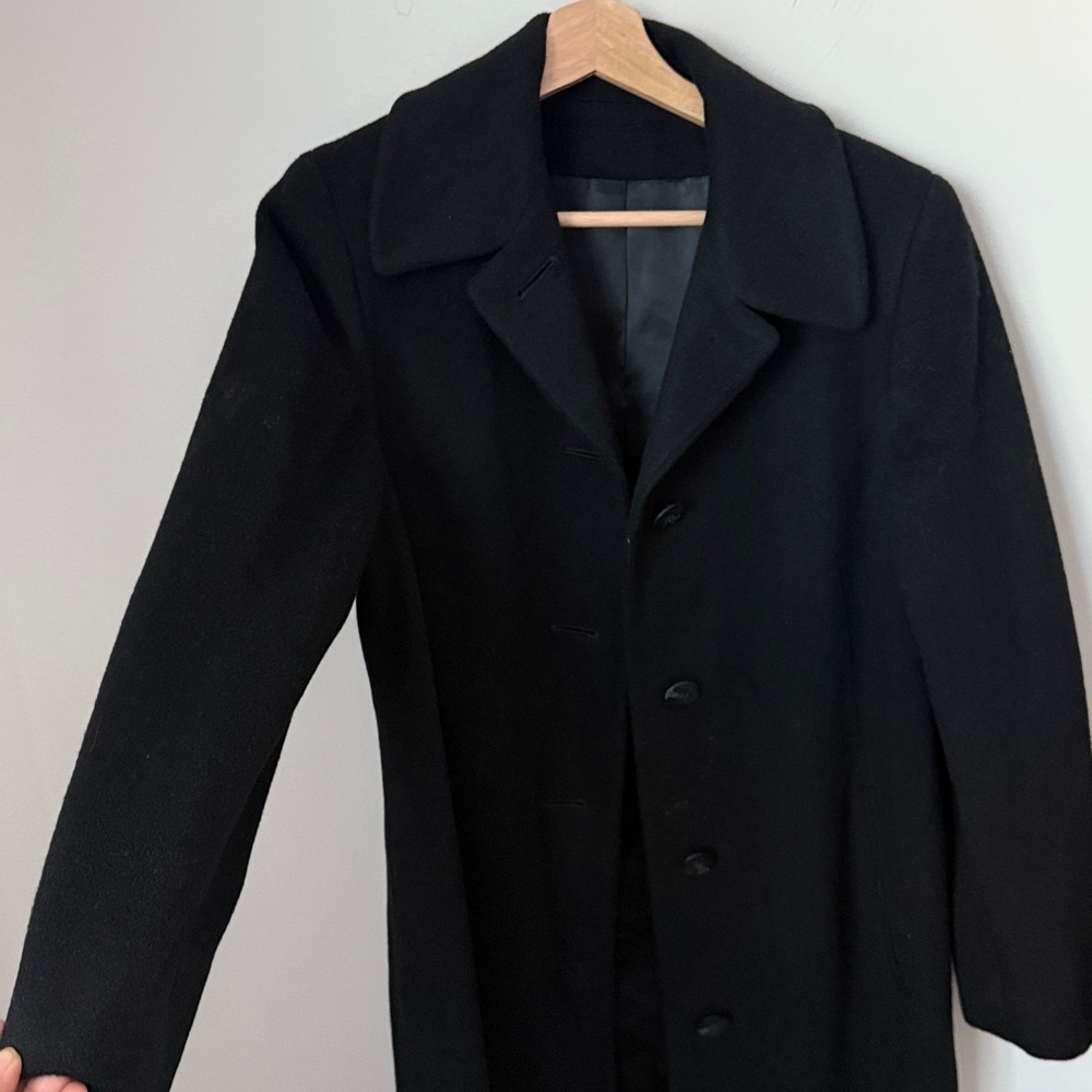 Vintage Saks Fifth Avenue Regency Pure Cashmere Elegant Black Long Coat Size 4 - Picture 6 of 14